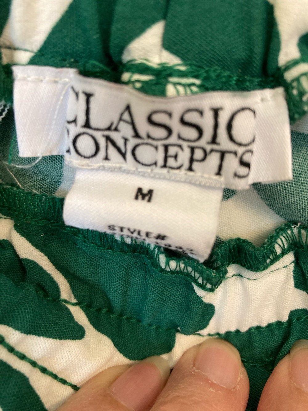 Wide Leg Drawstring Pants in Green & White - Picture 2 of 9